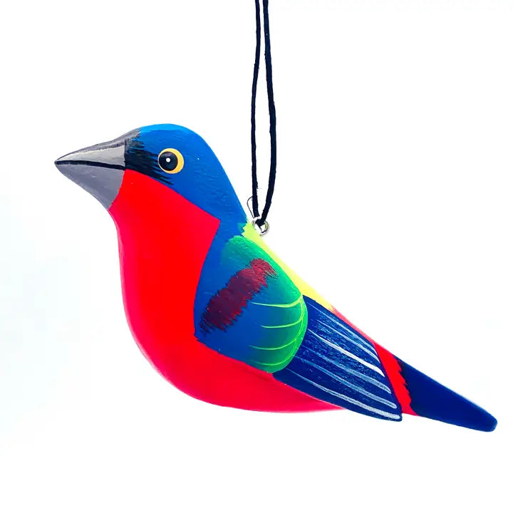 Painted Bunting Balsa Wood Ornament