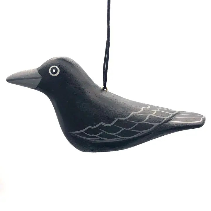 Crow Balsa Wood Ornament