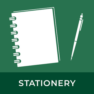 Icon of notebook and pen to represent stationery category