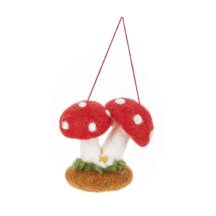 Felt Toadstools with Daisy Ornament