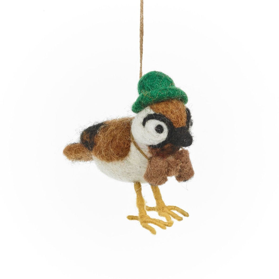 Felt Birdwatching Bird Ornament