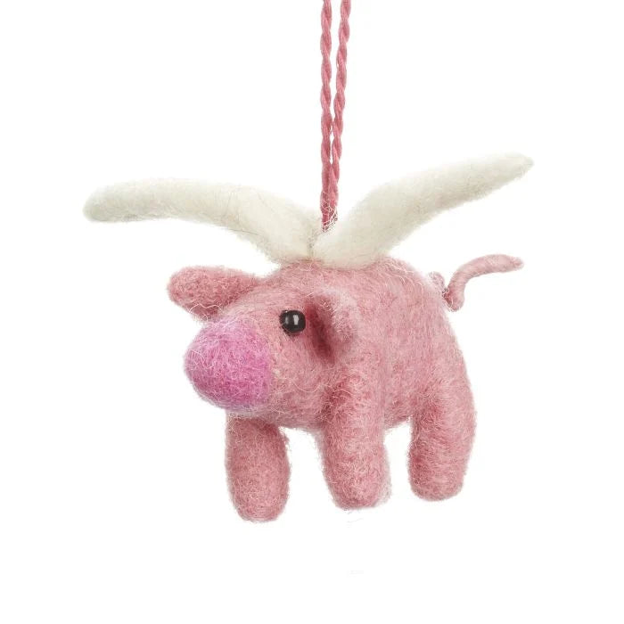 Felt Flying Pig Ornament