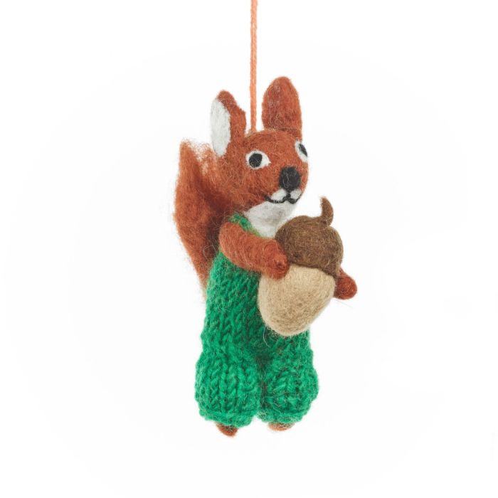 Felt Red Squirrel with Ornament