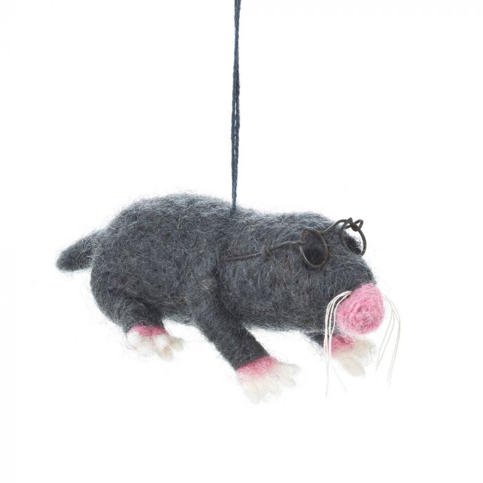 Felt Mole with Glasses Ornament