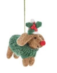 Felt Rudolph Dachshund Ornament