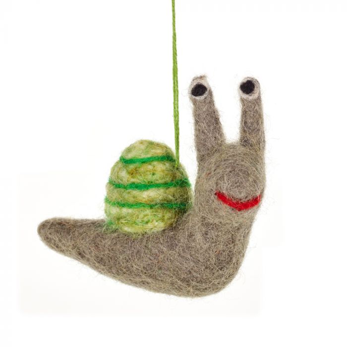 Felt Snail with Green Shell Ornament