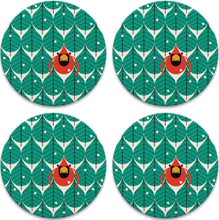 Load image into Gallery viewer, Coniferous Cardinals Stone Coaster Set with Wooden Stand
