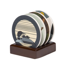 Load image into Gallery viewer, Charley Harper - Fledgling Family Stone Coaster Set with Wooden Stand
