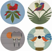 Load image into Gallery viewer, Charley Harper - Love Birds Stone Coaster Set with Wooden Stand
